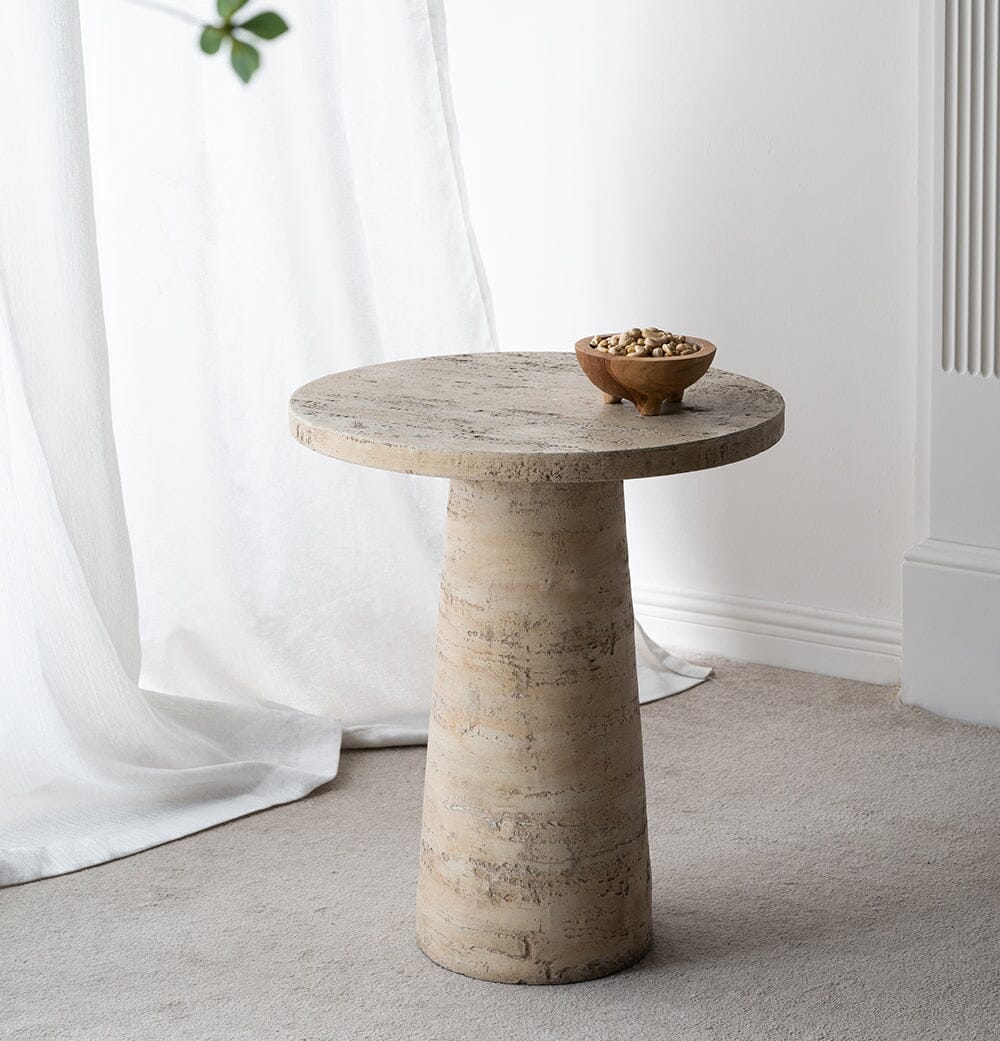 LOGAN CEMENT ROUND SIDE TABLE SIDE TABLE Philbee Interiors