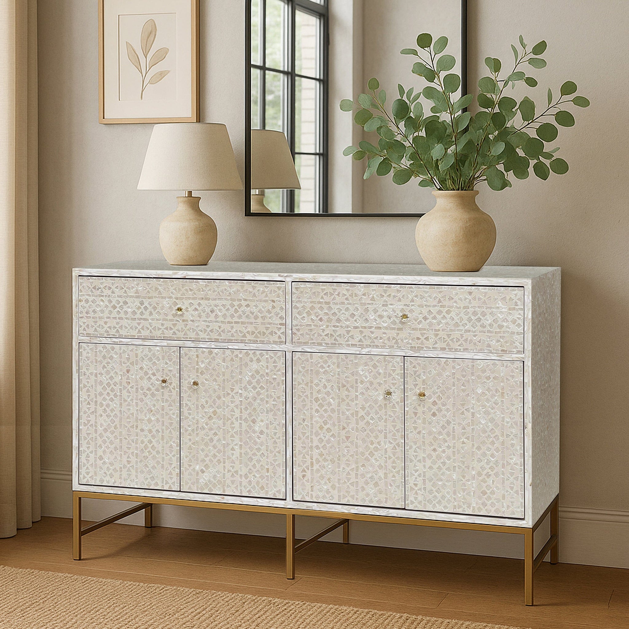 MOTHER OF PEARL GRANDIOSE SIDEBOARD LIGHT HUE Cabinets & Storage Philbee Interiors