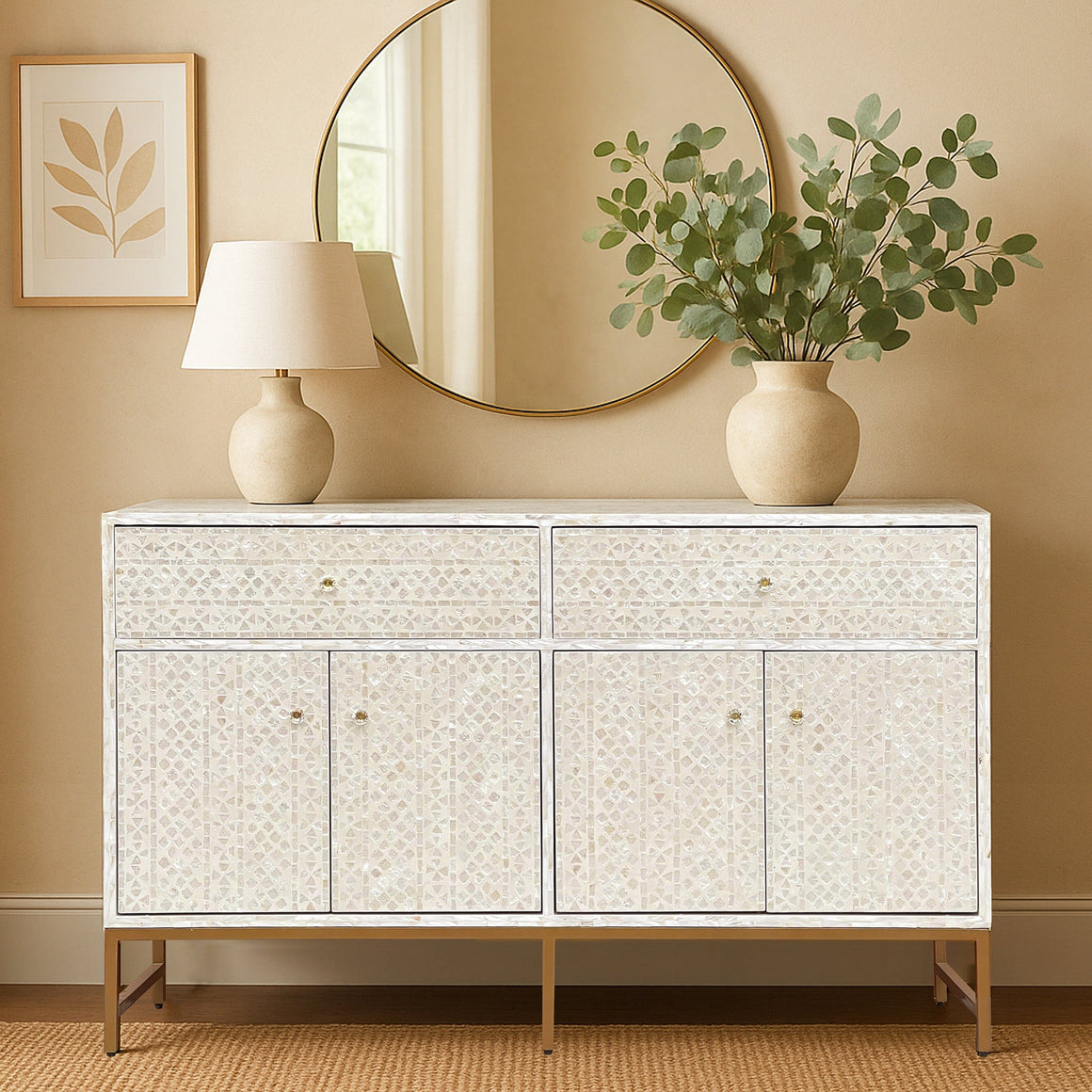 MOTHER OF PEARL GRANDIOSE SIDEBOARD LIGHT HUE Cabinets & Storage Philbee Interiors