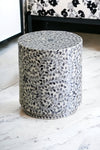 MOTHER OF PEARL SWIRLING LEAF CREAM SIDE TABLE/STOOL SIDE TABLE Philbee Interiors 