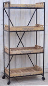 INDUSTRIAL BISTROT DE FRANCE BOOKCASE ON WHEELS Philbee Interiors 