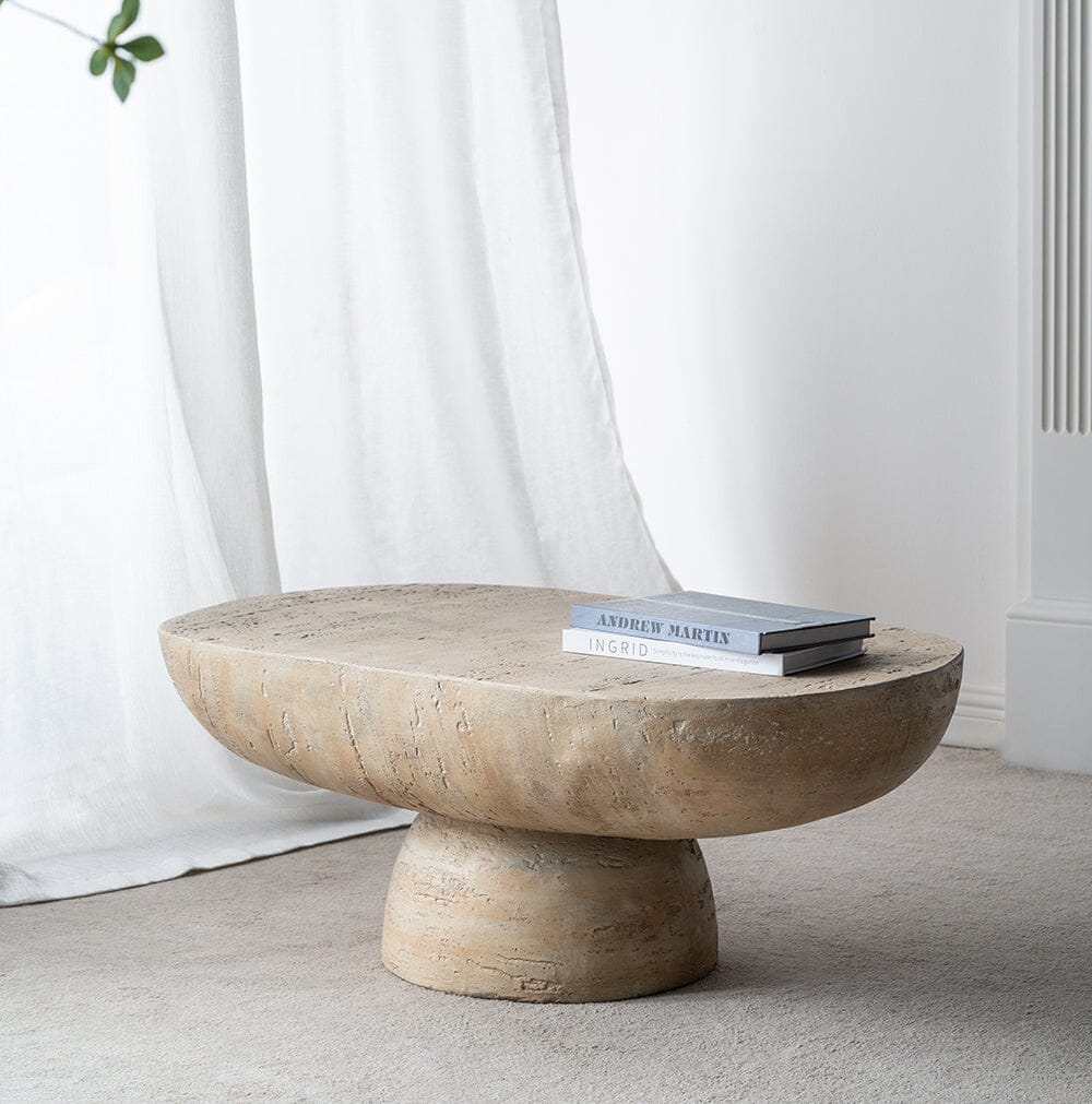 Oval cement clearance coffee table
