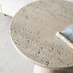LOGAN CEMENT ROUND SIDE TABLE SIDE TABLE Philbee Interiors 