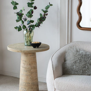 LOGAN CEMENT ROUND SIDE TABLE SIDE TABLE Philbee Interiors 