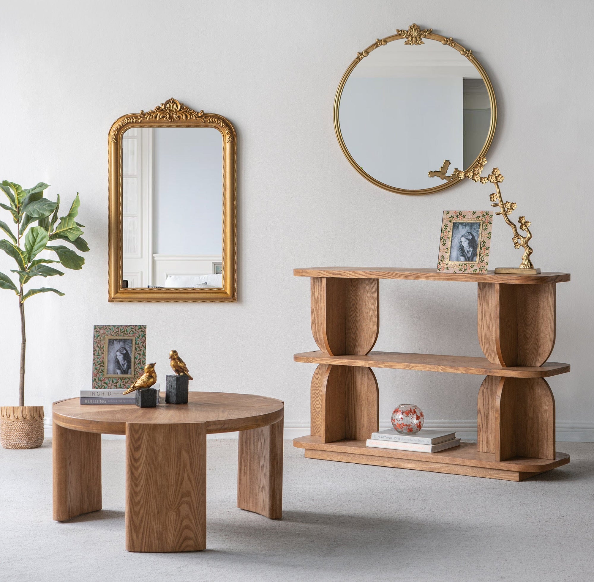 GEROGIAN GOLD ROUND MIRROR MIRROR Philbee Interiors 