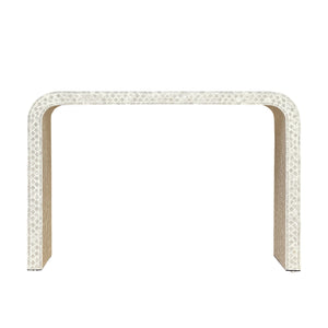 PEARLESCENT MOTHER OF PEARL HAND MADE CONSOLE TABLE CONSOLE TABLE Philbee Interiors 