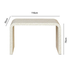 PEARLESCENT MOTHER OF PEARL HAND MADE CONSOLE TABLE CONSOLE TABLE Philbee Interiors 