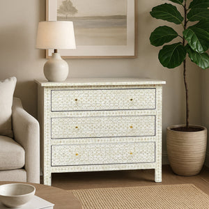 MOTHER OF PEARL HAND MADE MONOCHROME CHEST OF DRAWS Cabinets & Storage Philbee Interiors 