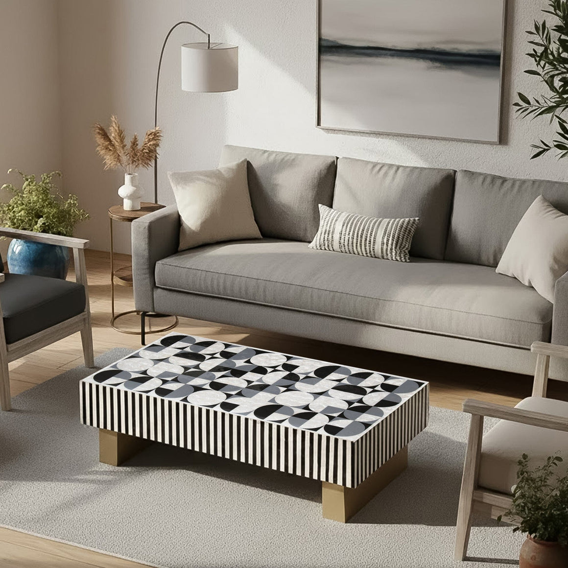 MOTHER OF PEARL HAND INLAY PRISM COFFEE TABLE Coffee table Philbee Interiors 