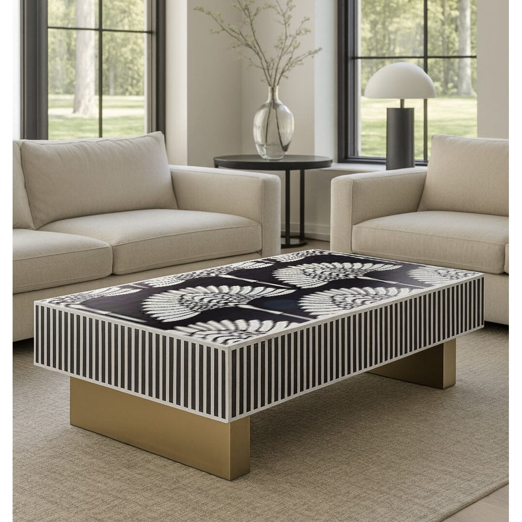 MOTHER OF PEARL HAND INLAY FAN COFFEE TABLE Coffee table Philbee Interiors 