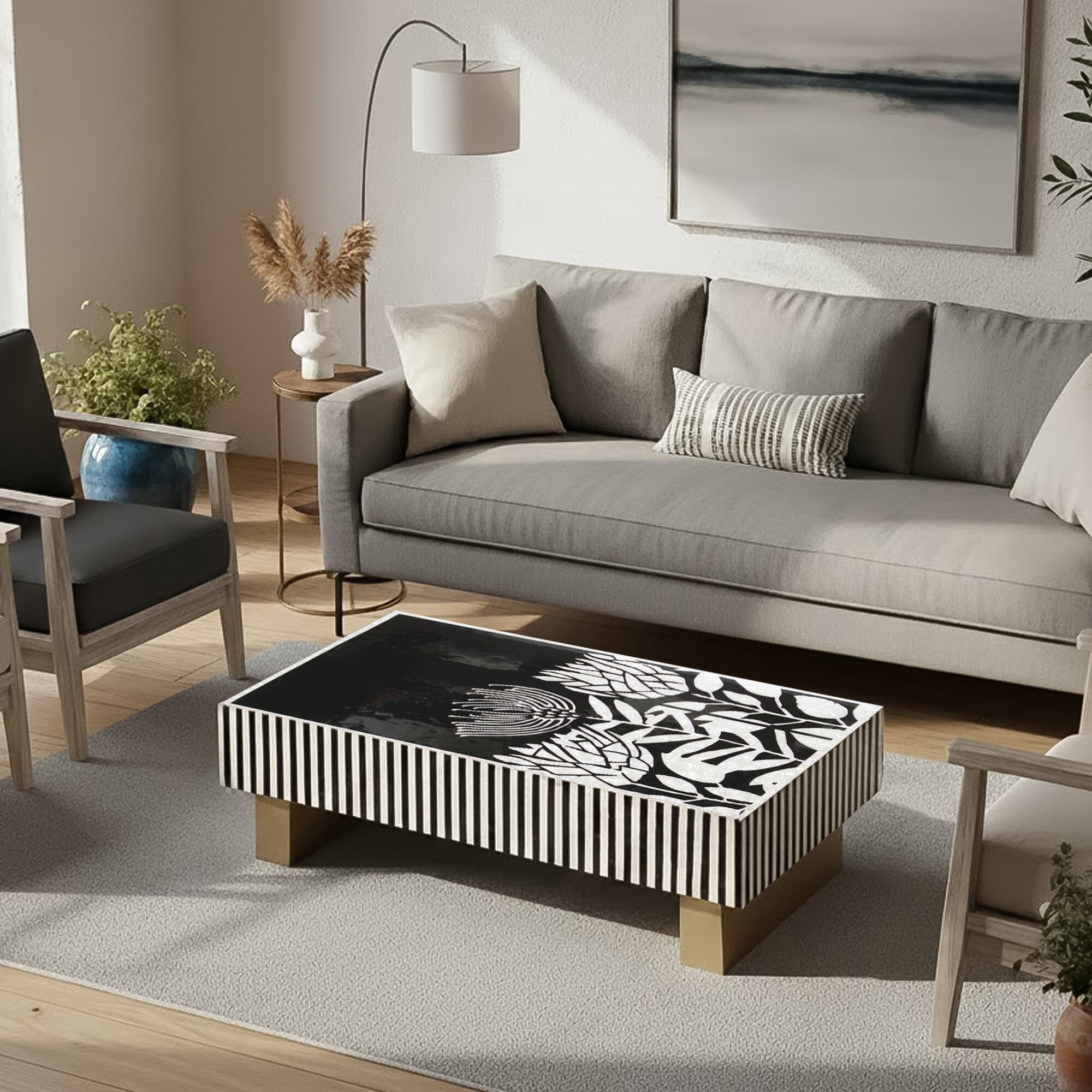 MOTHER OF PEARL HAND INLAY ATELIER PEARL VORTEX COFFEE TABLE Coffee Tables Philbee Interiors 