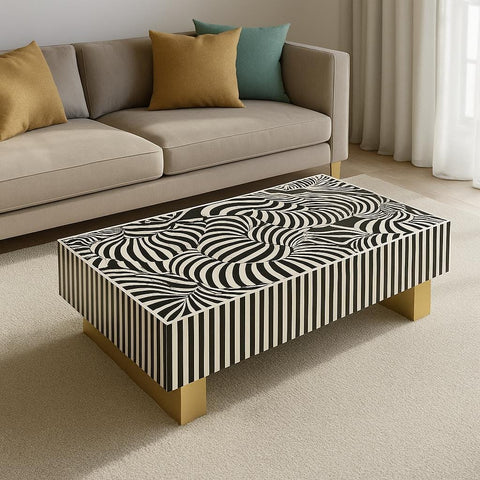 MOTHER OF PEARL HAND INLAY VORTEX NOIR COFFEE TABLE Coffee Tables Philbee Interiors 