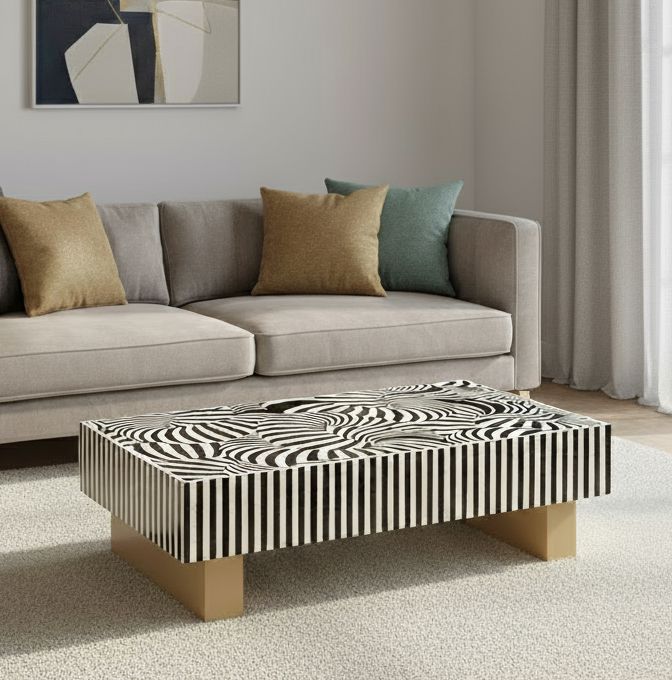 MOTHER OF PEARL HAND INLAY VORTEX NOIR COFFEE TABLE Coffee Tables Philbee Interiors 