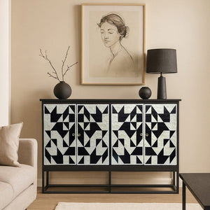 MOTHER OF PEARL HAND INLAY RUDY SIDEBOARD Cabinets & Storage Philbee Interiors 