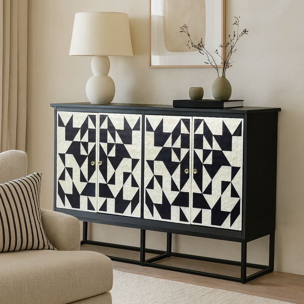 MOTHER OF PEARL HAND INLAY RUDY SIDEBOARD Cabinets & Storage Philbee Interiors 