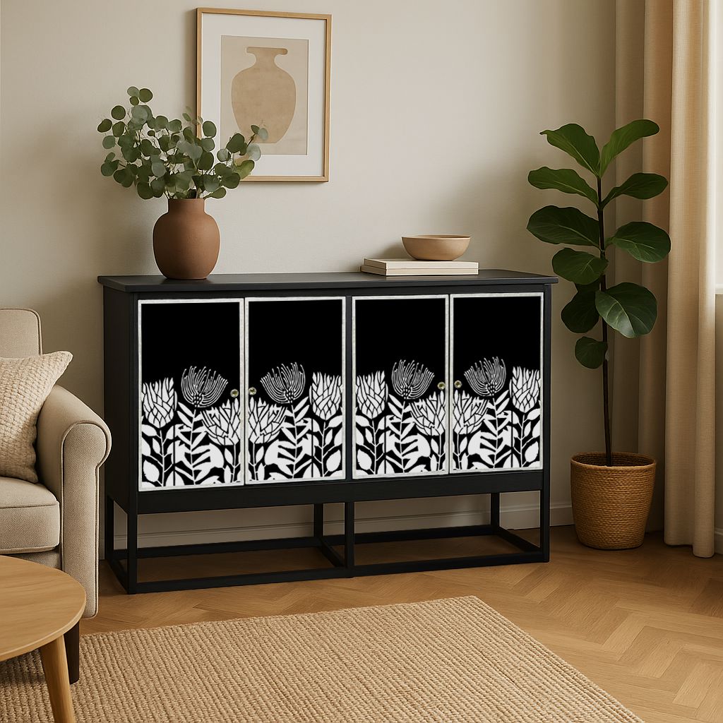 MOTHER OF PEARL HAND INLAY TULIP SIDEBOARD Cabinets & Storage Philbee Interiors 