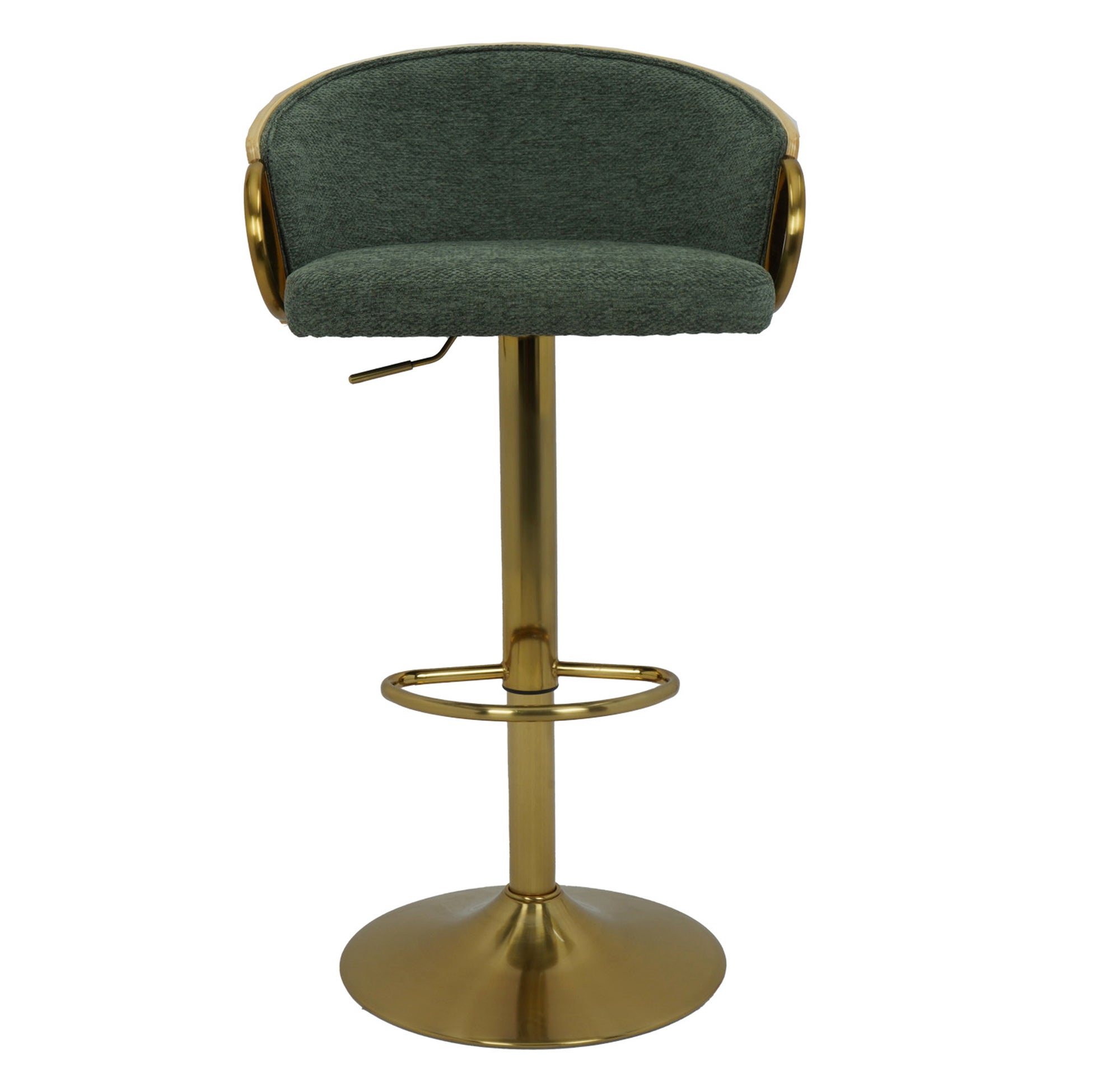VERDANT LUXE ADJUSTABLE BAR STOOL WITH GOLD ACCENTS