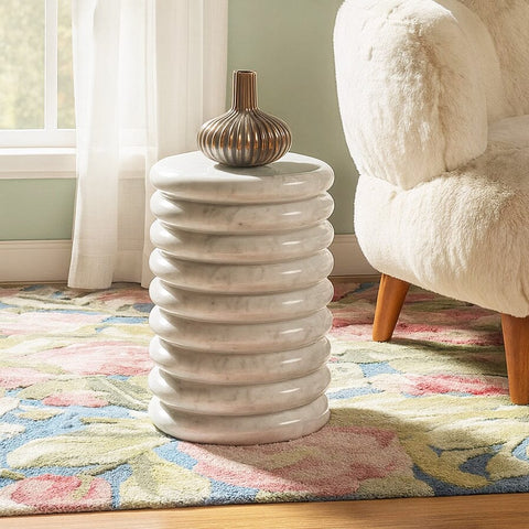 ZENITH SOLID MARBLE SIDE TABLE SIDE TABLE Philbee Interiors 