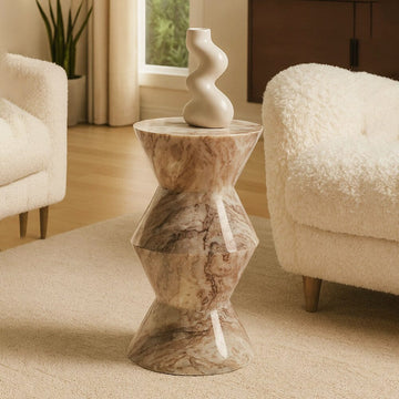 BUTTER SCOTCH SOLID MARBLE SIDE TABLE SIDE TABLE Philbee Interiors 