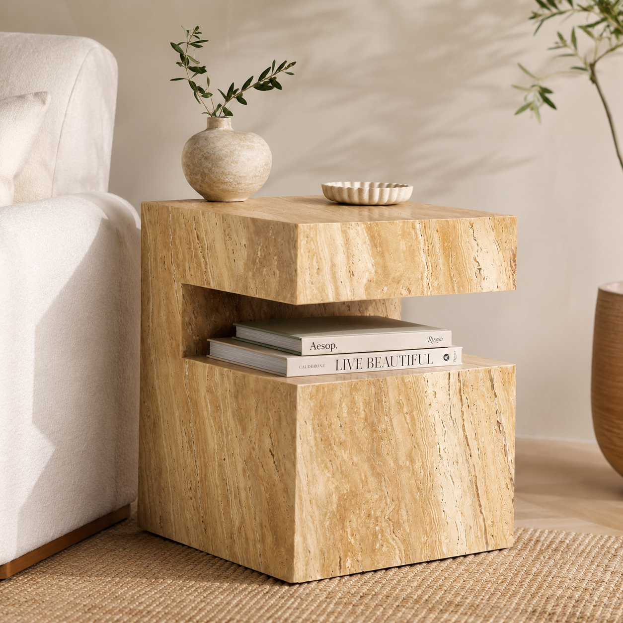 TRANQUIL SOLID MARBLE SIDE TABLE