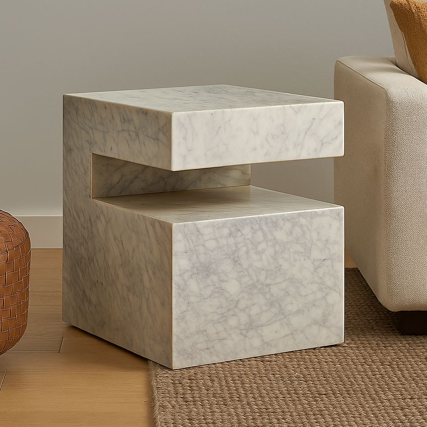 TRANQUIL SOLID MARBLE SIDE TABLE SIDE TABLE Philbee Interiors 