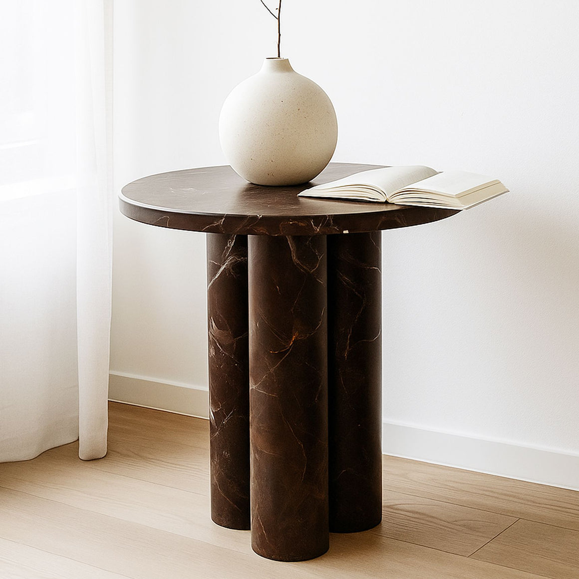 PILLAR SOLID MARBLE ACCENT TABLE SIDE TABLE Philbee Interiors 