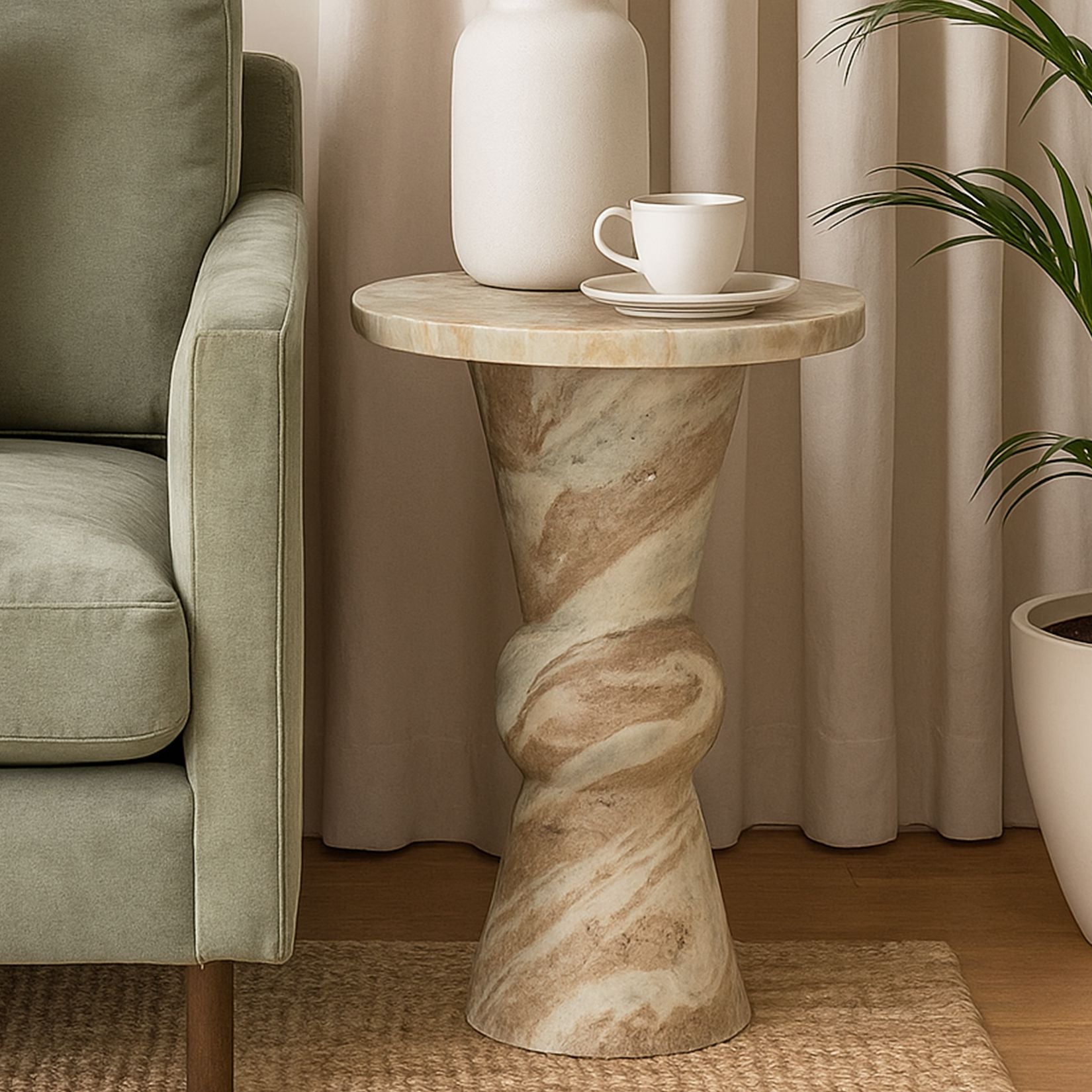 GLACIER SOLID MARBLE SIDE TABLE SIDE TABLE Philbee Interiors 