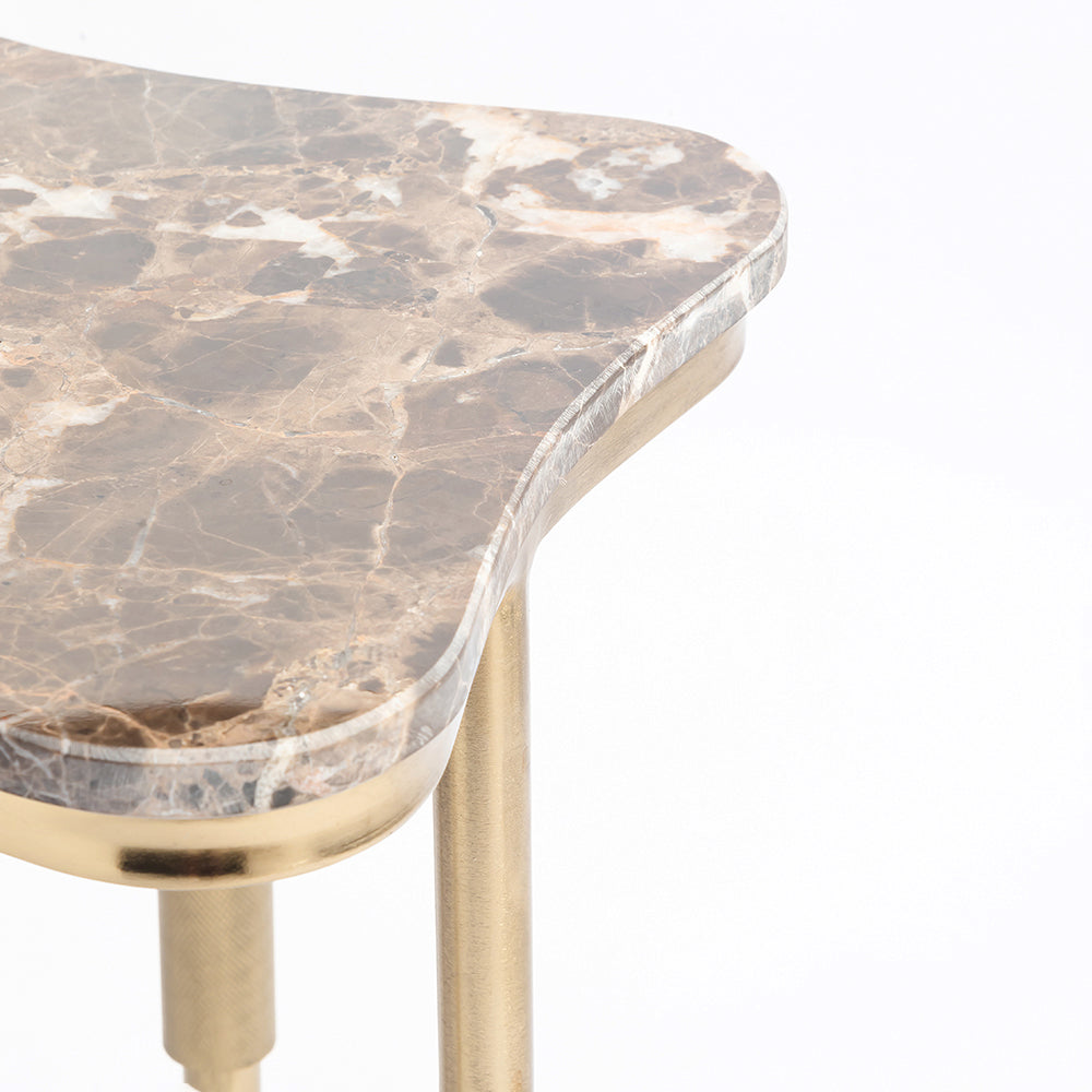 MARBLE STONE AND GOLD PEDESTAL TABLE