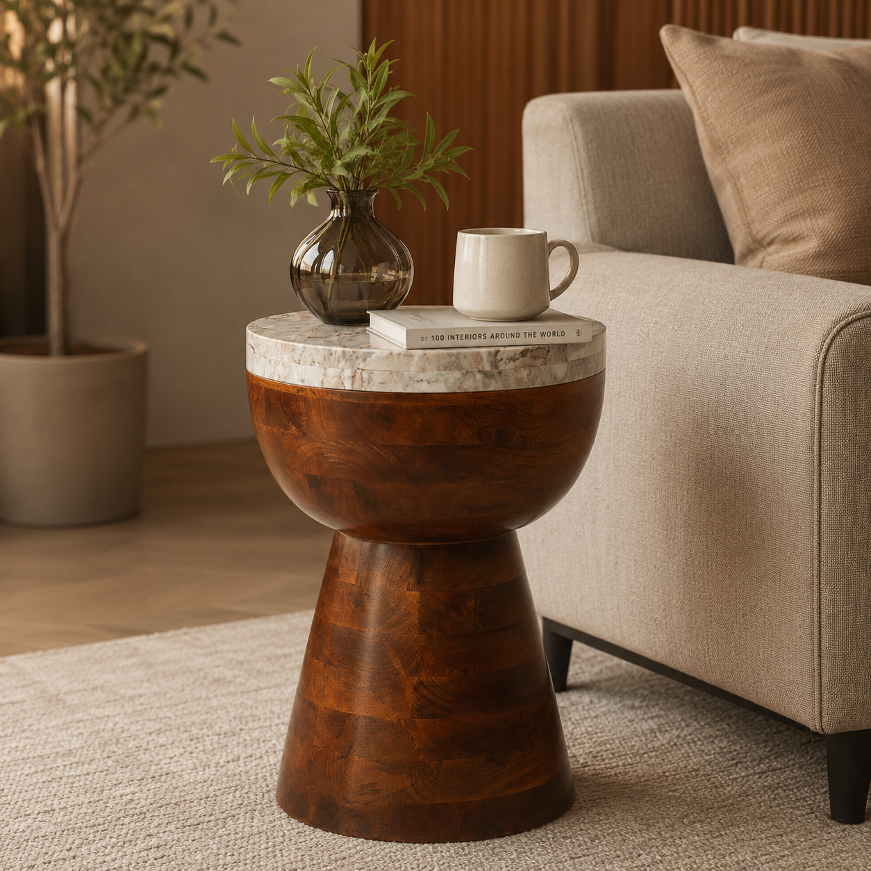 MARBLE SUMMIT HARDWOOD SIDE TABLE