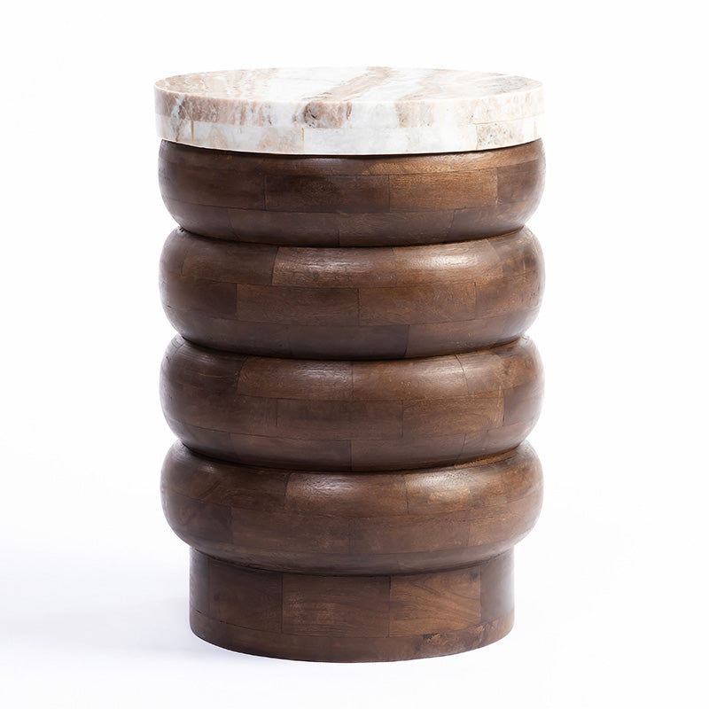 MARBLE HARDWOOD STACK TABLE