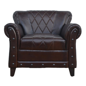STUDDED LEATHER ARM CHAIR Philbee Interiors 