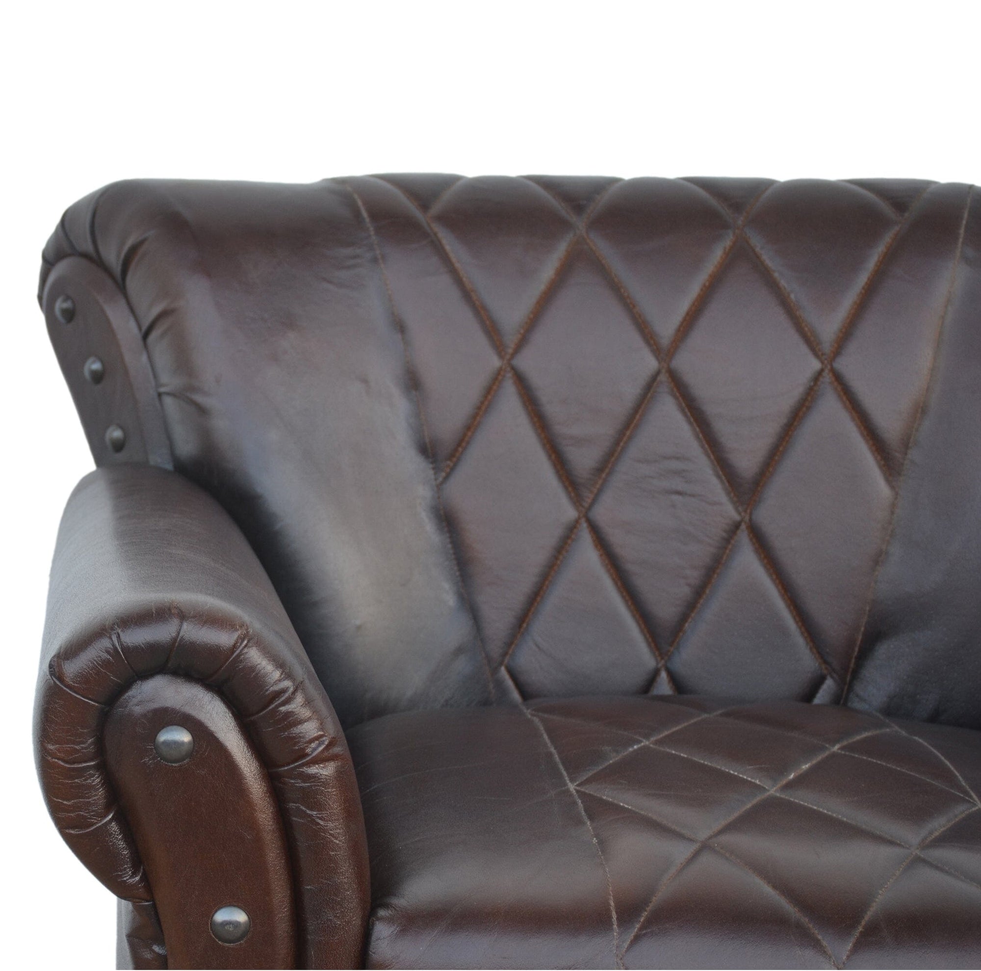 STUDDED LEATHER ARM CHAIR Philbee Interiors 
