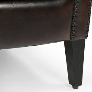 CHOCOLATE LEATHER ARMCHAIR Philbee Interiors 