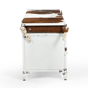 COWHIDE IRON LOCKER BENCH Furniture Philbee Interiors 