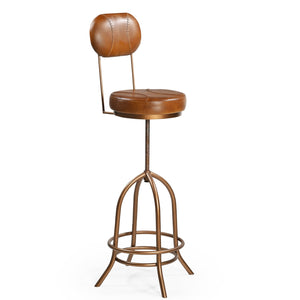 INDUSTRIAL WIND UP BAR CHAIR WITH LEATHER Philbee Interiors 
