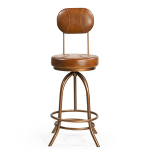 INDUSTRIAL WIND UP BAR CHAIR WITH LEATHER Philbee Interiors 