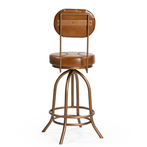 INDUSTRIAL WIND UP BAR CHAIR WITH LEATHER Philbee Interiors 