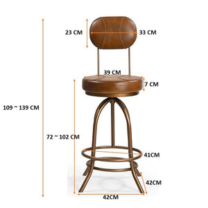 INDUSTRIAL WIND UP BAR CHAIR WITH LEATHER Philbee Interiors 