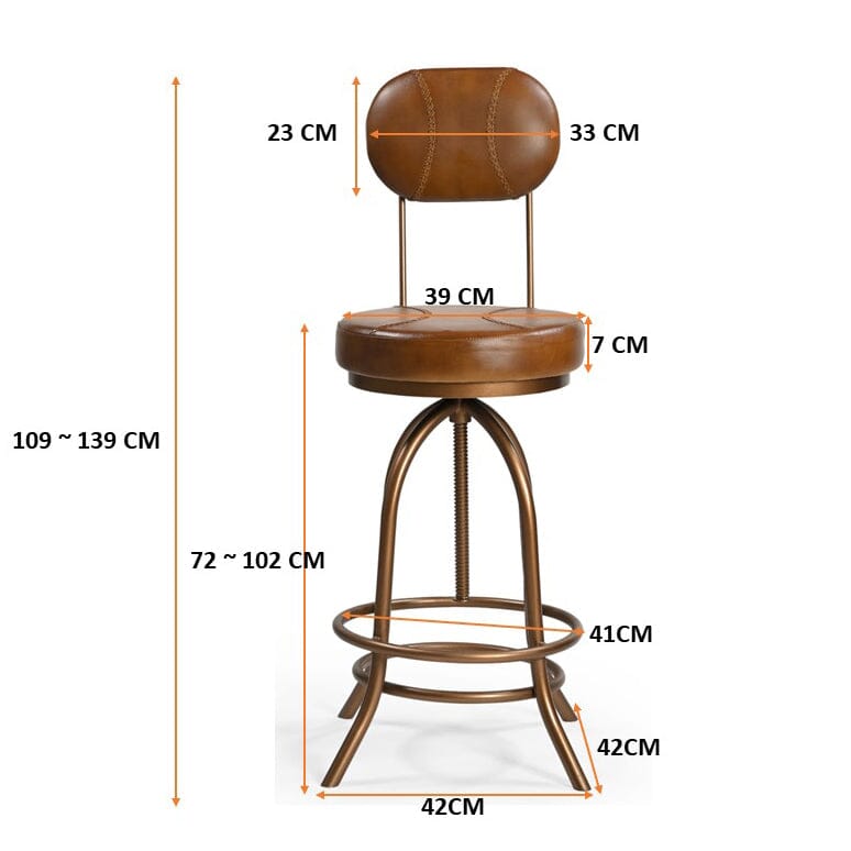 INDUSTRIAL WIND UP BAR CHAIR WITH LEATHER Philbee Interiors 