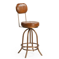 INDUSTRIAL WIND UP BAR CHAIR WITH LEATHER Philbee Interiors 