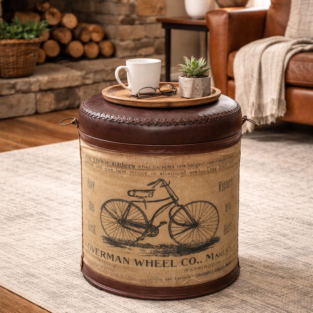 CYCLINDRICAL BICYCLE OTTOMAN Philbee Interiors 
