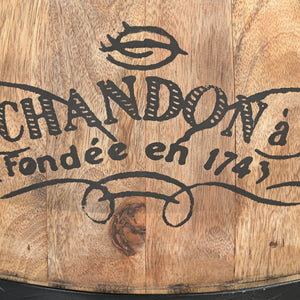 CYCLINDRICAL MOET CHANDON LEATHER OTTOMAN Philbee Interiors 