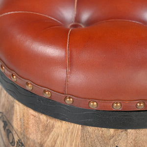 CYCLINDRICAL MOET CHANDON LEATHER OTTOMAN Philbee Interiors 