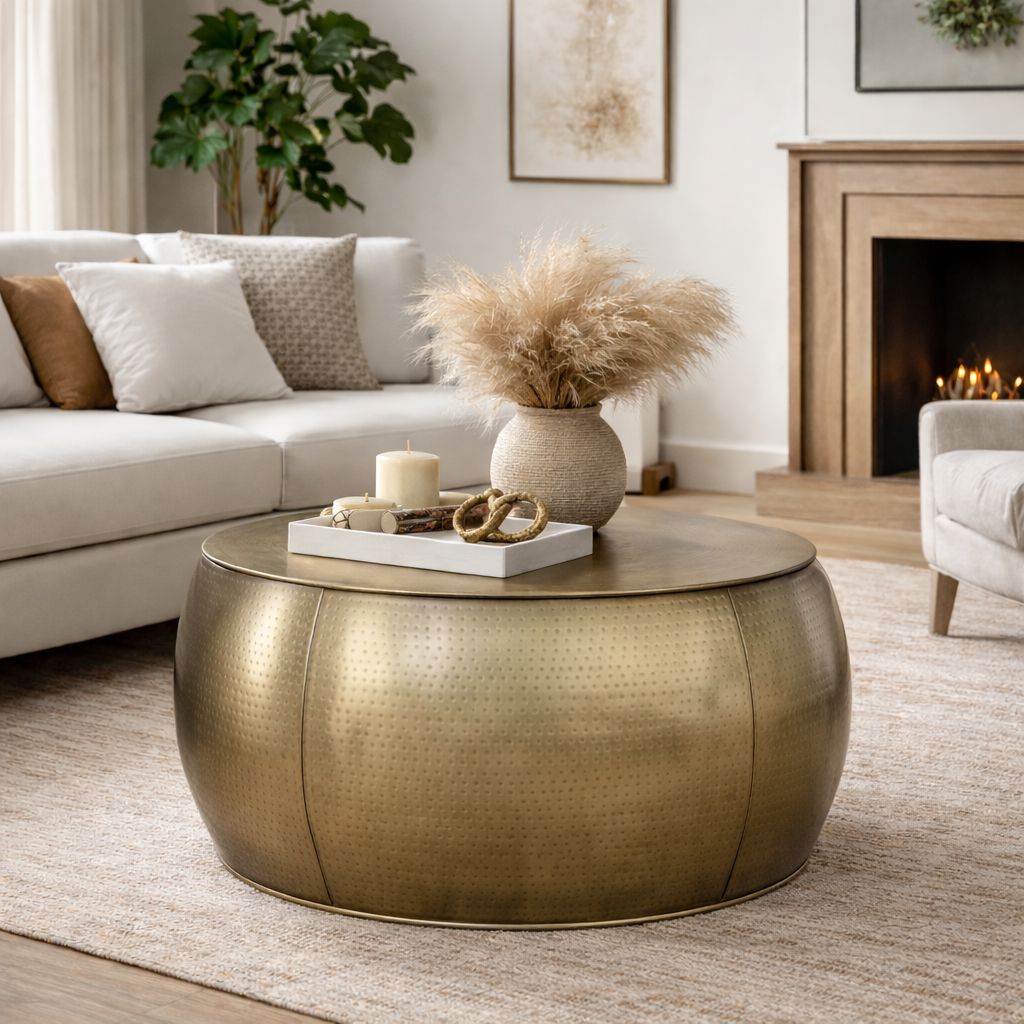 BRASS LOOK HAMMERED COFFEE TABLE Coffee table Philbee Interiors 