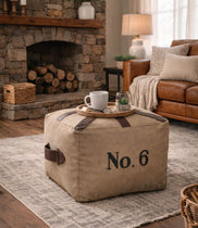 N0 6 SQUARE LEATHER OTTOMAN Philbee Interiors 