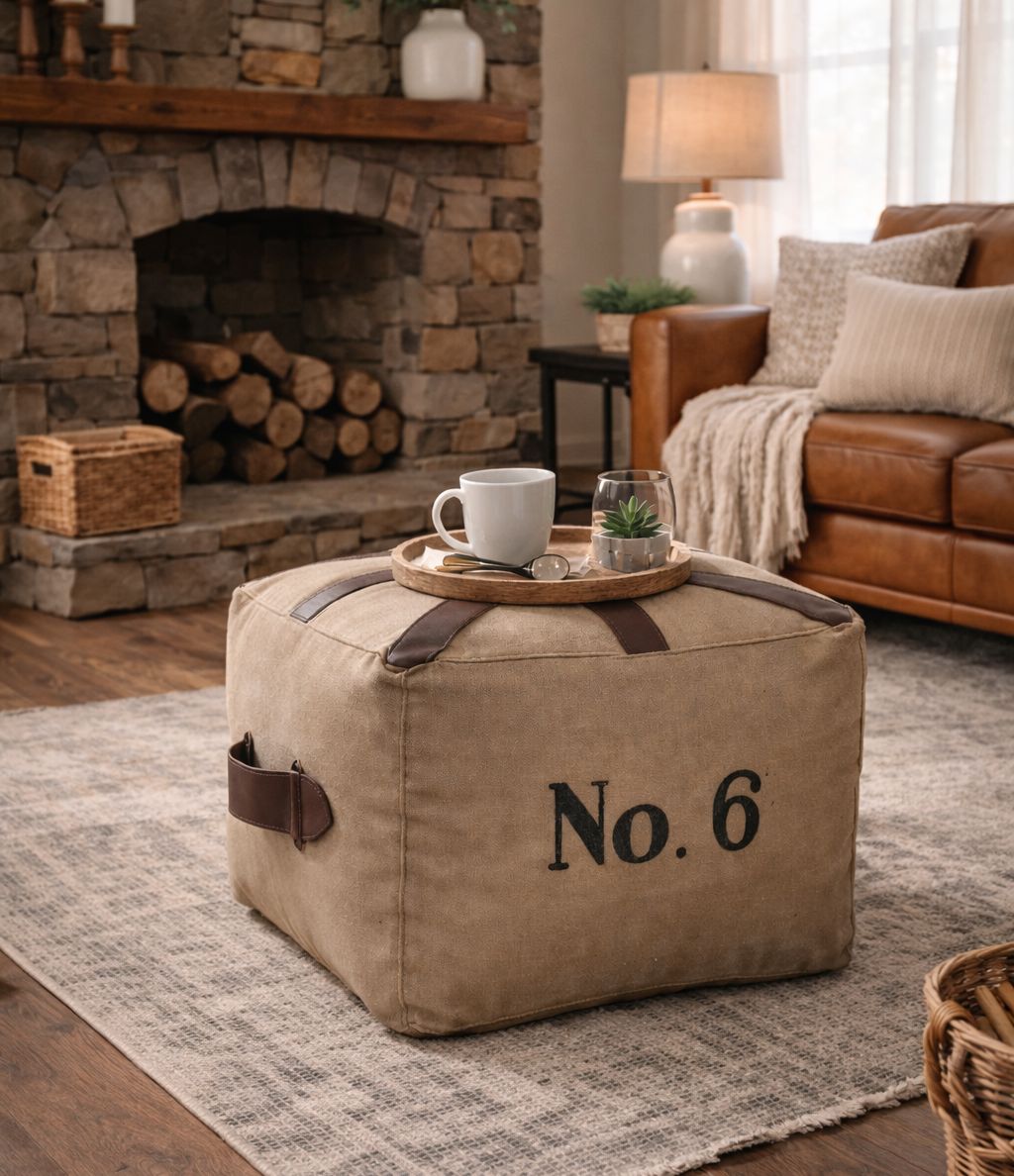 N0 6 SQUARE LEATHER OTTOMAN Philbee Interiors 