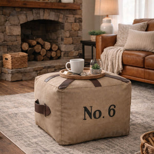 N0 6 SQUARE LEATHER OTTOMAN Philbee Interiors 