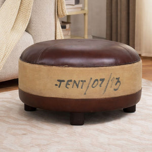 VINTAGE ROUND OTTOMAN Philbee Interiors 