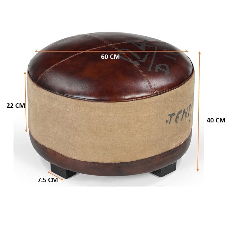VINTAGE ROUND OTTOMAN Philbee Interiors 