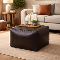 SQUARE CHOCOLATE OTTOMAN Philbee Interiors 